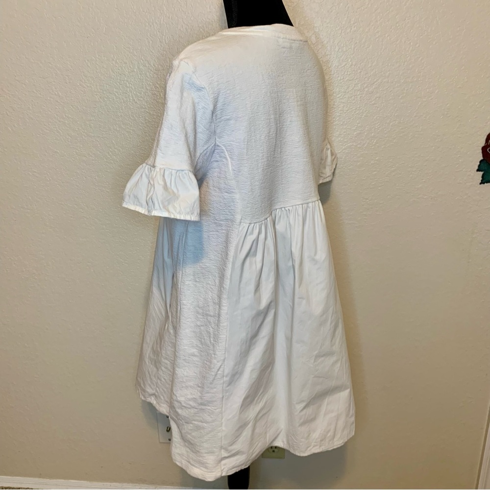 English Factory Puff Sleeve Babydoll Dress White Size Medium - Picture 9 of 15